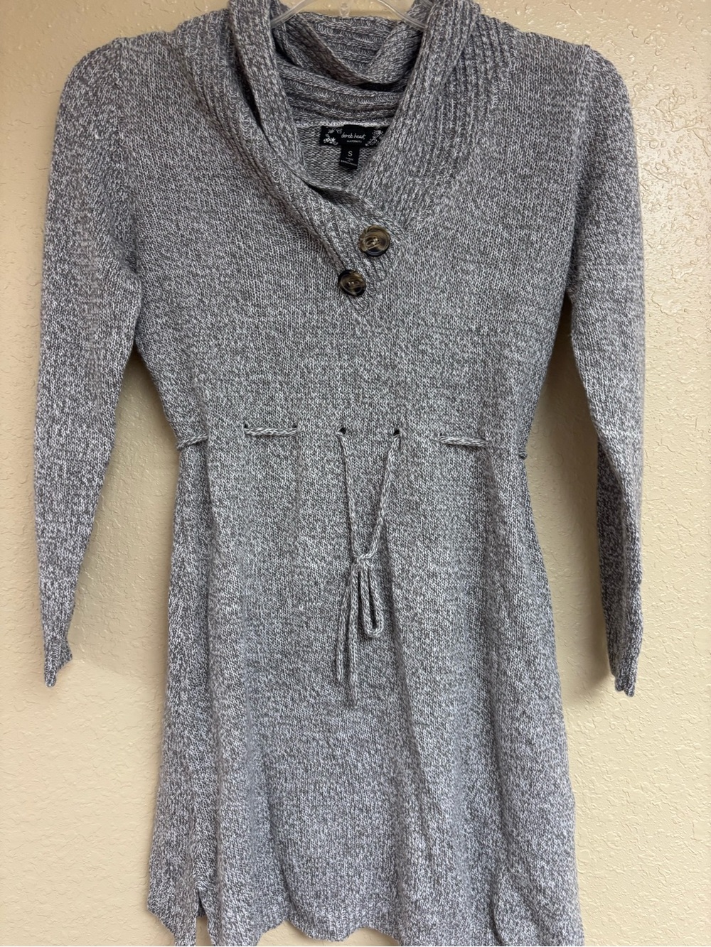 Heart Soul Heather Gray Shawl Collar Knit Dress